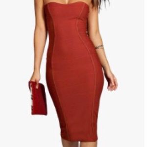 Boohoo Gia Bandeau Bandage Midi Bodycon Dress